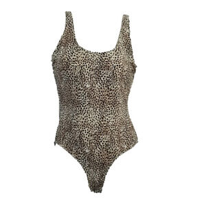 GHANDA Leopard Print One Piece Swimsuit Womens 8